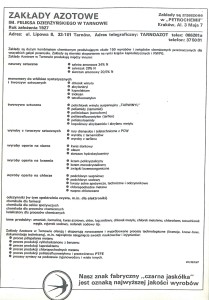 Reklama produktów tarnowskich Azotów 1987