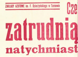 Afisz reklamujący pracę na Azotach ok. 1980 1