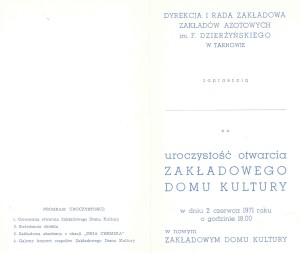 Zaproszenie na otwarcie ZDK 1971