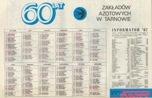 Kalendarz "Tarnowskich Azotów" 1987