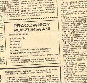 Oferta pracy w prasie 1982