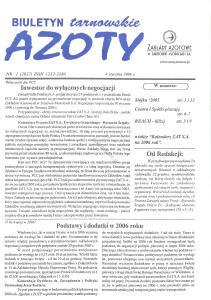 Strona tytułowa "Tarnowskich Azotów" 2006